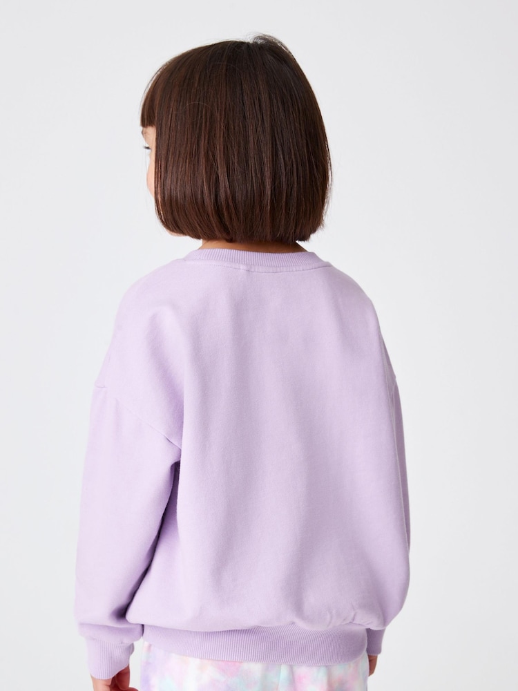 Flieder/Violett, Love-Pailletten - Sweatshirt mit Pailletten und Rundhalsausschnitt (3–16 J.) - Bild 2 von 5