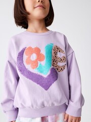 Flieder/Violett, Love-Pailletten - Sweatshirt mit Pailletten und Rundhalsausschnitt (3–16 J.) - Bild 3 von 5