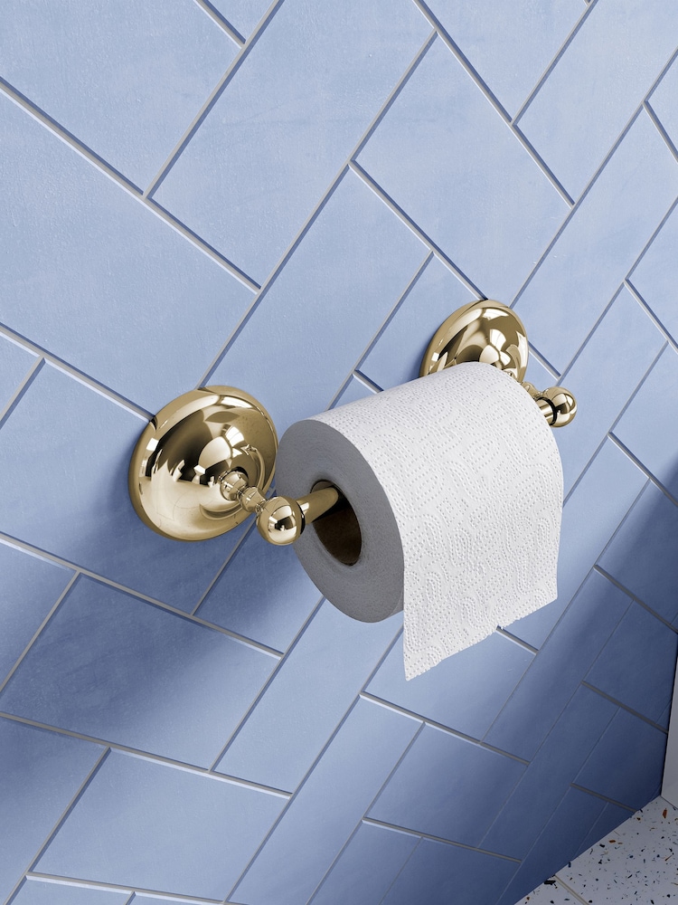 Croydex Grosvenor Gold Spindle Toilet Roll Holder - Image 1 of 4
