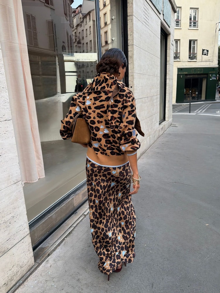 Never Fully Dressed Brown Heart Leopard Dorris Skirt - Image 1 of 4 Never Fully Dressed Brown Heart Leopard Dorris Skirt - Image 1 of 4
