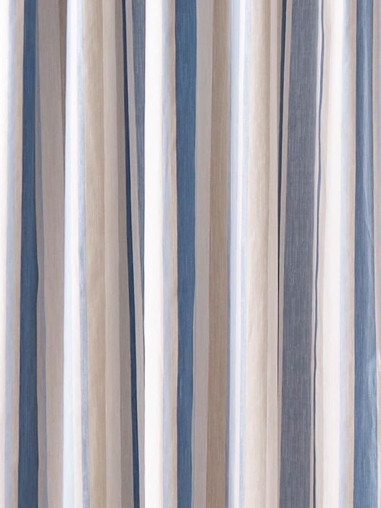 Laura Ashley Seaspray Blue 100% Cotton Awning Stripe Blackout/Thermal Pencil Pleat Curtains - Image 2 of 2