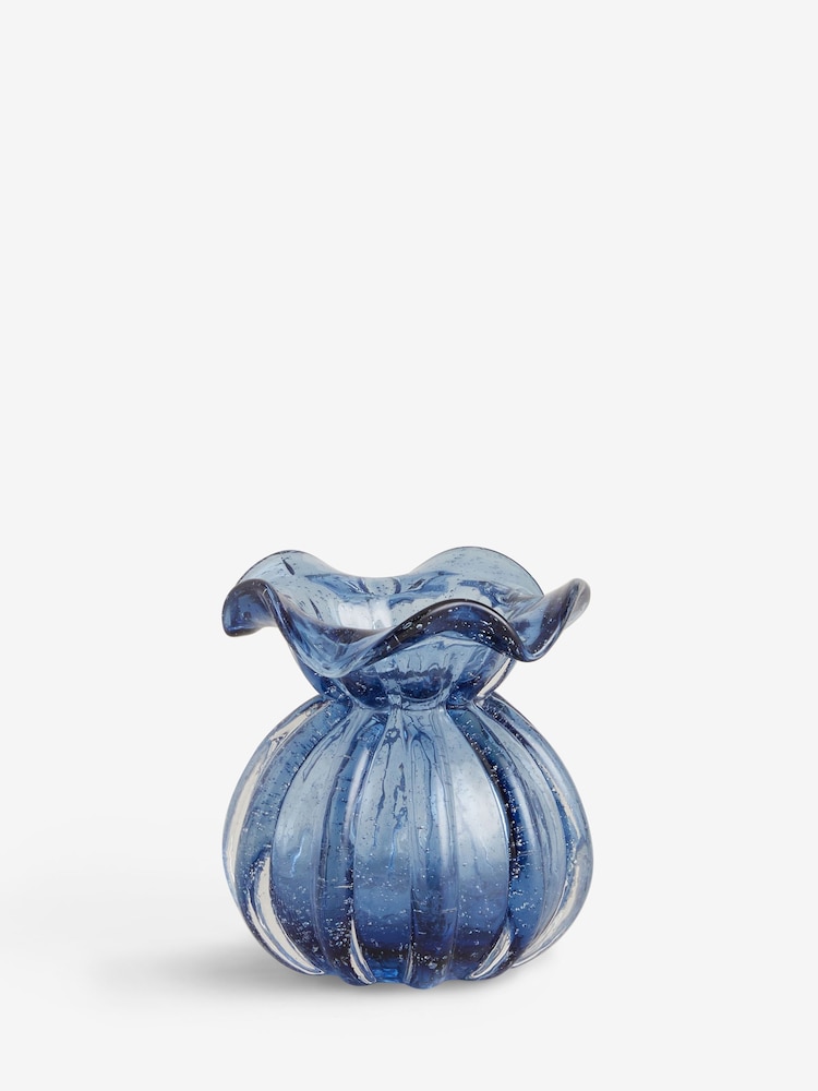 Blue Fluted Mini Flower Vase - Image 3 of 4