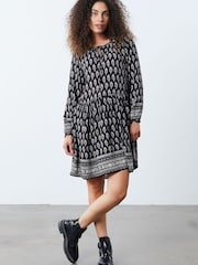 Lollys Laundry Black Printed Tunic Mini Dress - Image 1 of 5