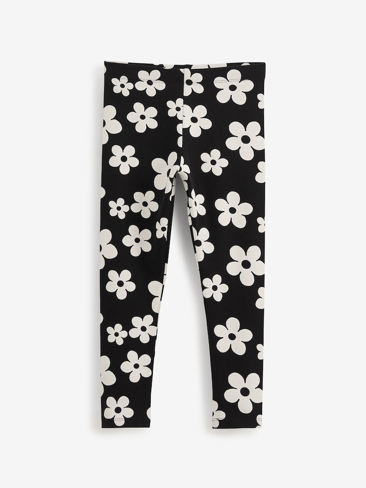 Black/White Floral Printed Leggings (3-16yrs) - Image 1 of 2