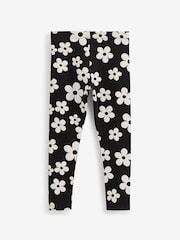 Black/White Floral Printed Leggings (3-16yrs) - Image 2 of 2