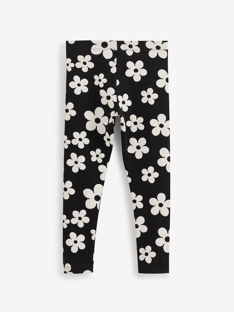 Black/White Floral Printed Leggings (3-16yrs) - Image 2 of 2