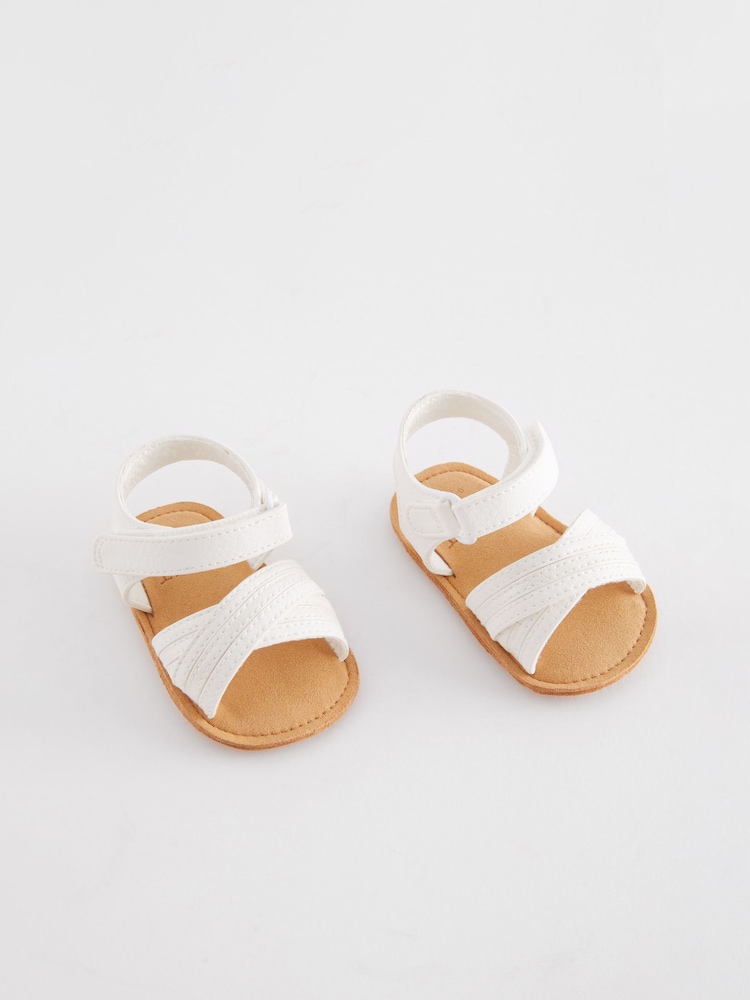 White Cross Strap Baby Sandals (0-24mths) - Image 1 of 6