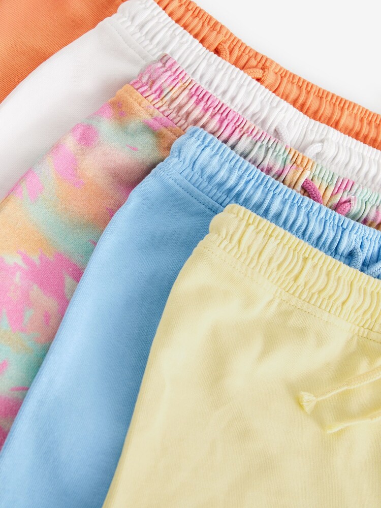 Pastel Blue/Pink/Yellow/Tie Dye Print 5 Pack Cotton Jersey Shorts (3-16yrs) - Image 1 of 3