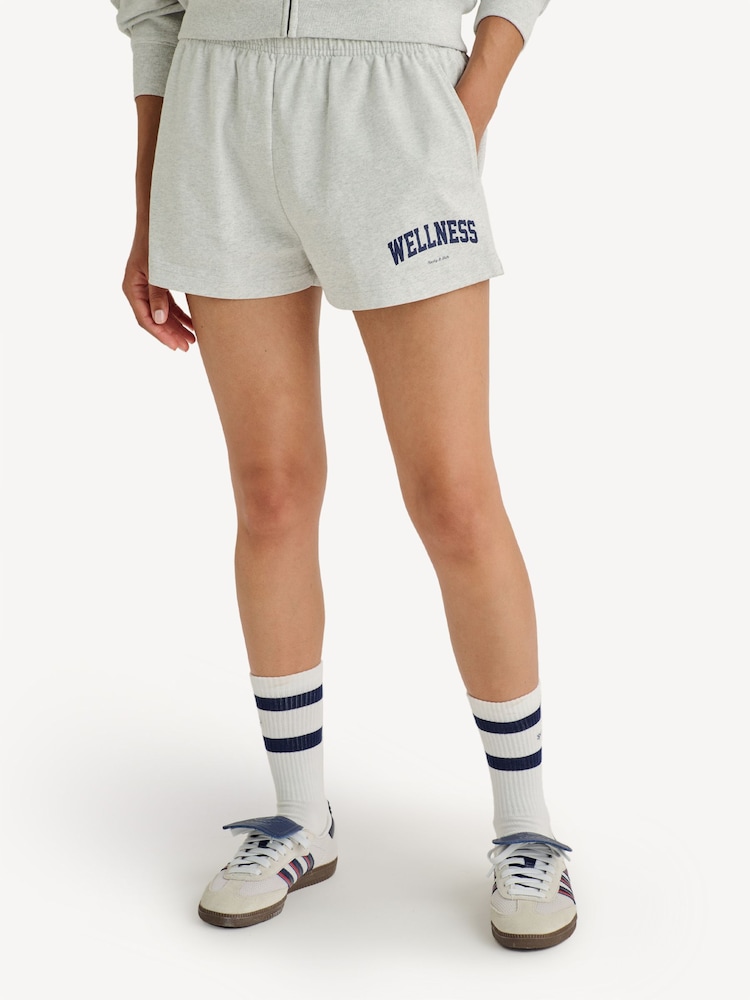 Sporty & Rich Grey Wellness Ivy Disco Shorts - Image 1 of 4 Sporty & Rich Grey Wellness Ivy Disco Shorts - Image 1 of 4