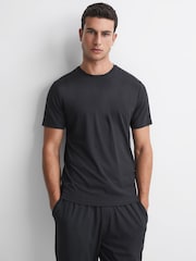 Reiss Charcoal Holt Jersey Crew Neck Short Sleeve T-Shirt - Image 1 of 4