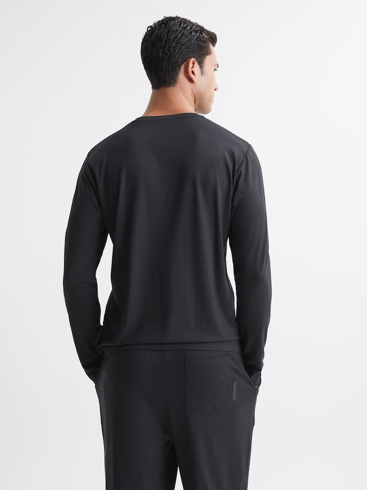 Reiss Charcoal Cromer Jersey Crew Neck Long Sleeve T-Shirt - Image 5 of 5