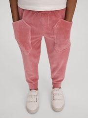 Reiss Pink Kora 9-14 yrs Relaxed Corduroy Drawstring Trousers - Image 1 of 5
