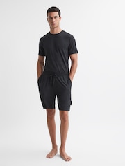 Reiss Charcoal Walcot Jersey Drawstring Shorts - Image 3 of 4