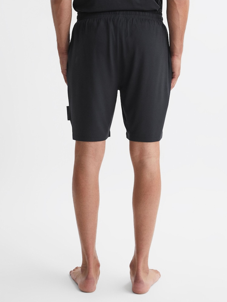 Reiss Charcoal Walcot Jersey Drawstring Shorts - Image 4 of 4