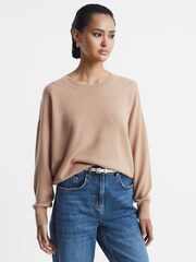 Reiss Camel Lucy Cashmere Crew Neck Jumper - Image 1 of 5