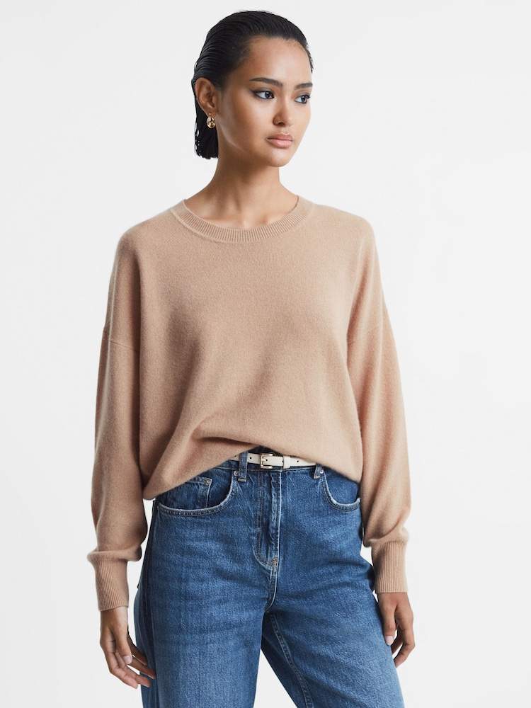 Reiss Camel Lucy Cashmere Crew Neck Jumper - Image 1 of 5