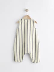 Grey/White Stripe Woven Baby Romper (0mths-2yrs) - Image 5 of 9