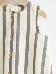 Grey/White Stripe Woven Baby Romper (0mths-2yrs) - Image 6 of 9