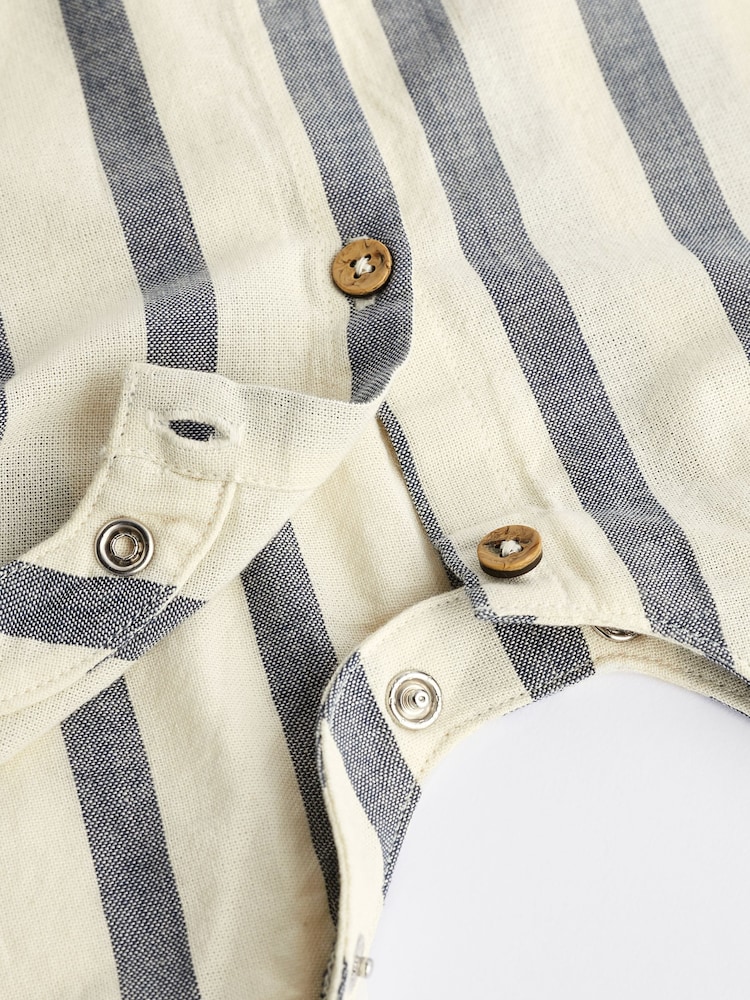 Grey/White Stripe Woven Baby Romper (0mths-2yrs) - Image 9 of 9