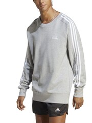 adidas Grey Sportswear Essentials French Terry 3-Stripes 100% Cotton Sweatshirt - Image 4 of 7