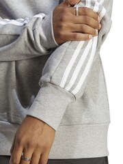 adidas Grey Sportswear Essentials French Terry 3-Stripes 100% Cotton Sweatshirt - Image 6 of 7