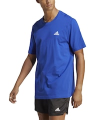 adidas Dark Blue Essentials Single Jersey Embroidered Small Logo 100% Cotton T-Shirt - Image 2 of 7