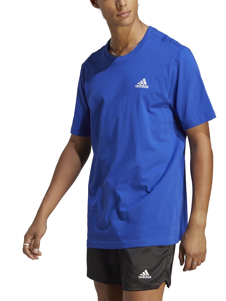 adidas Dark Blue Essentials Single Jersey Embroidered Small Logo 100% Cotton T-Shirt - Image 2 of 7