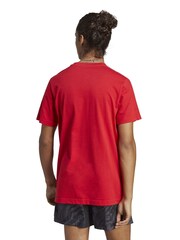adidas Red Essentials Single Jersey 3-Stripes 100% Cotton T-Shirt - Image 2 of 7