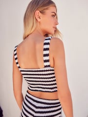Black/White Twist Front Crochet Top - Image 3 of 6