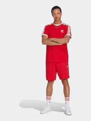 adidas Red Adicolor Classics 3-Stripes 100% Cotton T-Shirt - Image 1 of 7