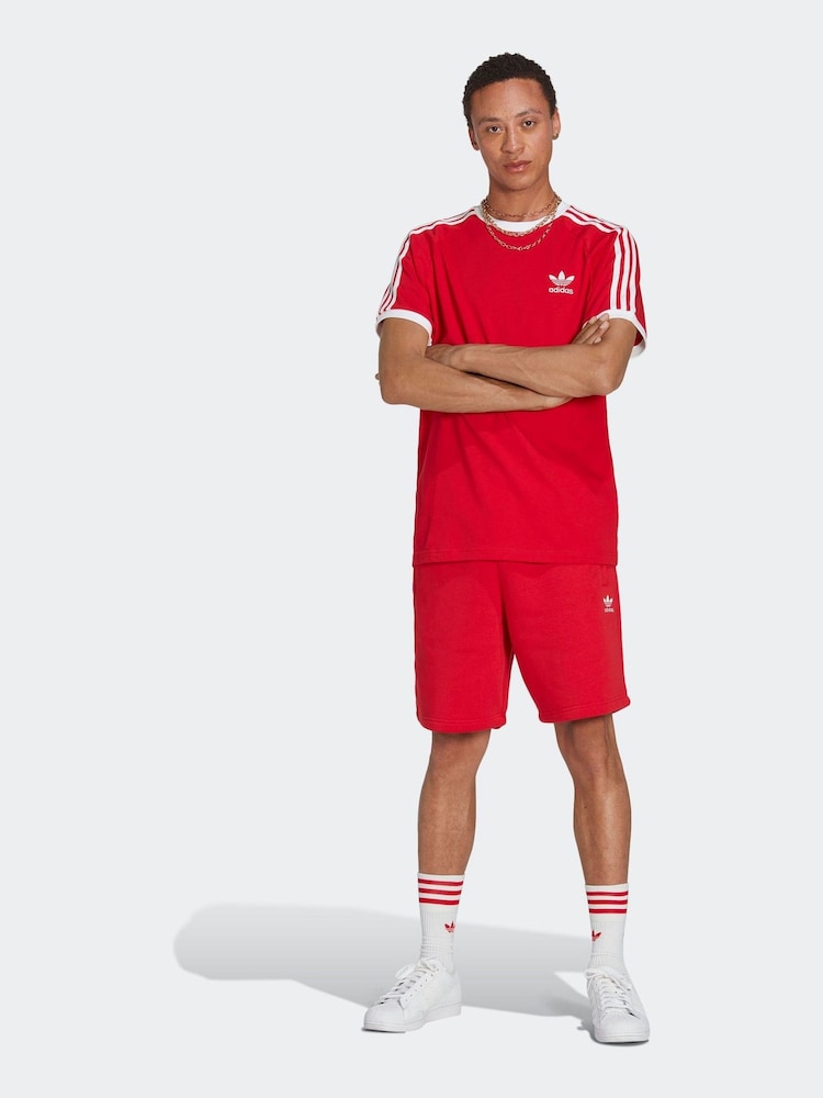 adidas Red Adicolor Classics 3-Stripes 100% Cotton T-Shirt - Image 1 of 7