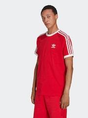 adidas Red Adicolor Classics 3-Stripes 100% Cotton T-Shirt - Image 3 of 7