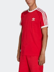 adidas Red Adicolor Classics 3-Stripes 100% Cotton T-Shirt - Image 4 of 7