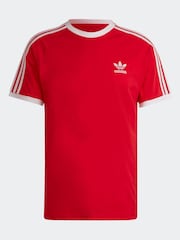 adidas Red Adicolor Classics 3-Stripes 100% Cotton T-Shirt - Image 7 of 7