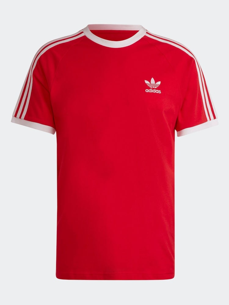 adidas Red Adicolor Classics 3-Stripes 100% Cotton T-Shirt - Image 7 of 7