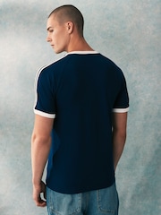 adidas Blue Navy Adicolor Classics 3-Stripes 100% Cotton T-Shirt - Image 3 of 5