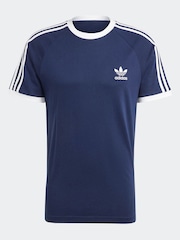 adidas Blue Navy Adicolor Classics 3-Stripes 100% Cotton T-Shirt - Image 5 of 5