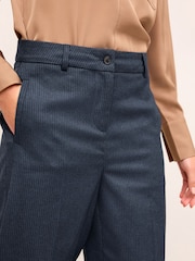 Navy Blue Tailored Check Wide Leg Trousers - Image 5 of 7