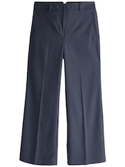 Navy Blue Tailored Check Wide Leg Trousers - Image 6 of 7