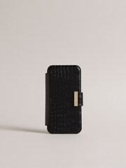 Ted Baker Black Khailia Croc Effect Iphone 12/12 Pro Card Slot Case - Image 1 of 4
