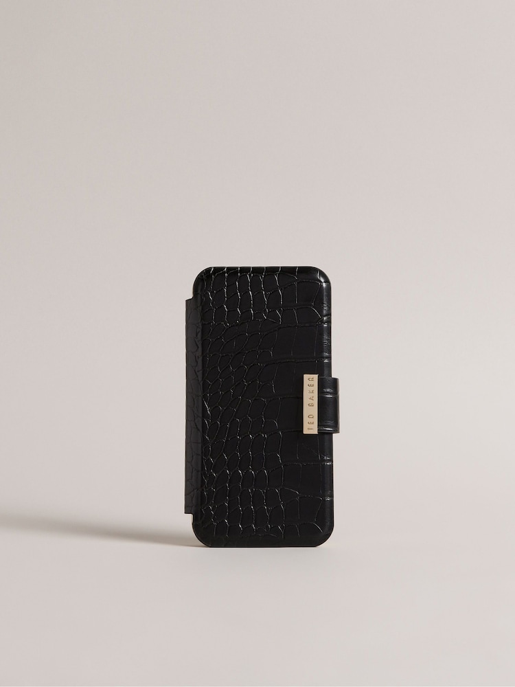 Ted Baker Black Khailia Croc Effect Iphone 12/12 Pro Card Slot Case - Image 1 of 4