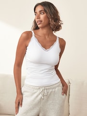 White Maternity Nursing Lace Trim Vest Top - Image 2 of 7