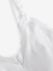 White Maternity Nursing Lace Trim Vest Top - Image 6 of 7