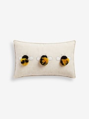 Ochre Yellow 50 x 30cm Tufted Pom Bee Trio Cushion - Image 2 of 4