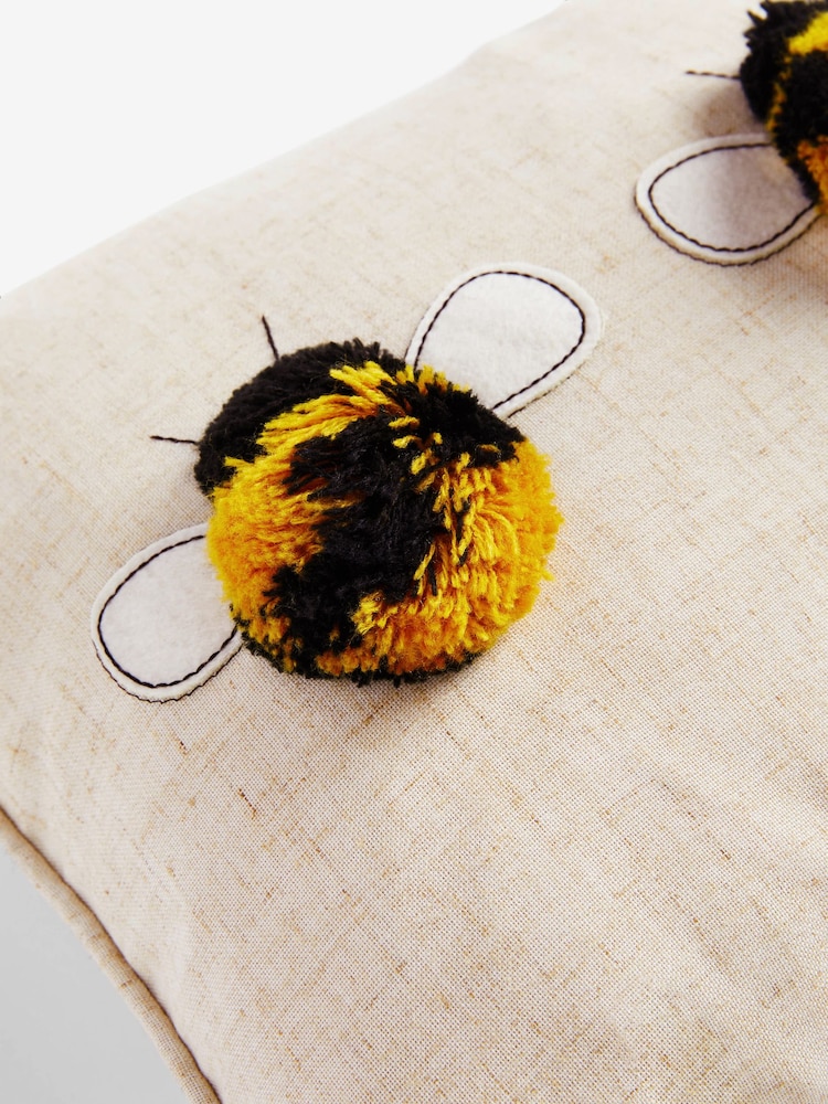 Ochre Yellow 50 x 30cm Tufted Pom Bee Trio Cushion - Image 4 of 4