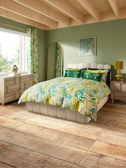 Bright Green Velvet Beaded Parrot Oblong Cushion - Image 3 of 7