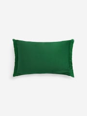 Bright Green Velvet Beaded Parrot Oblong Cushion - Image 6 of 7