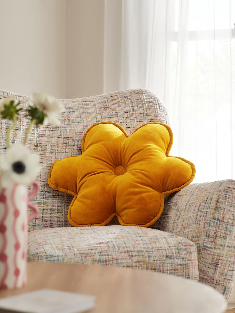 Ochre Yellow Standard Daisy 3D Cushion - Image 1 of 5