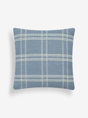 Blue 50 x 50cm Windowpane Check 100% Cotton Cushion - Image 3 of 5
