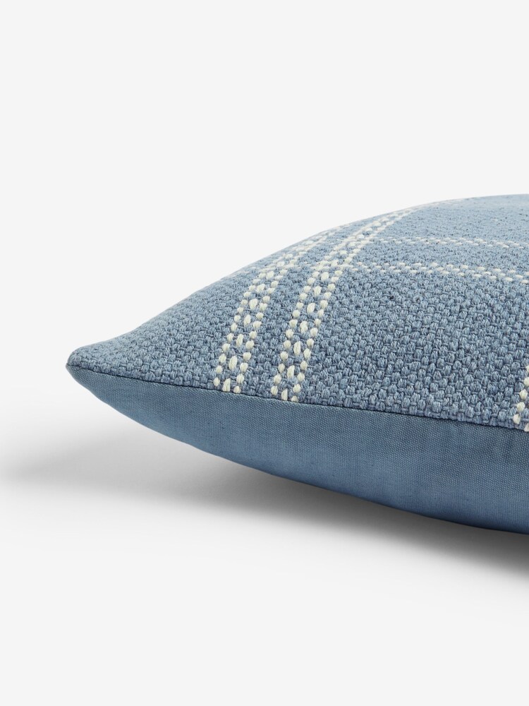 Blue 50 x 50cm Windowpane Check 100% Cotton Cushion - Image 5 of 5